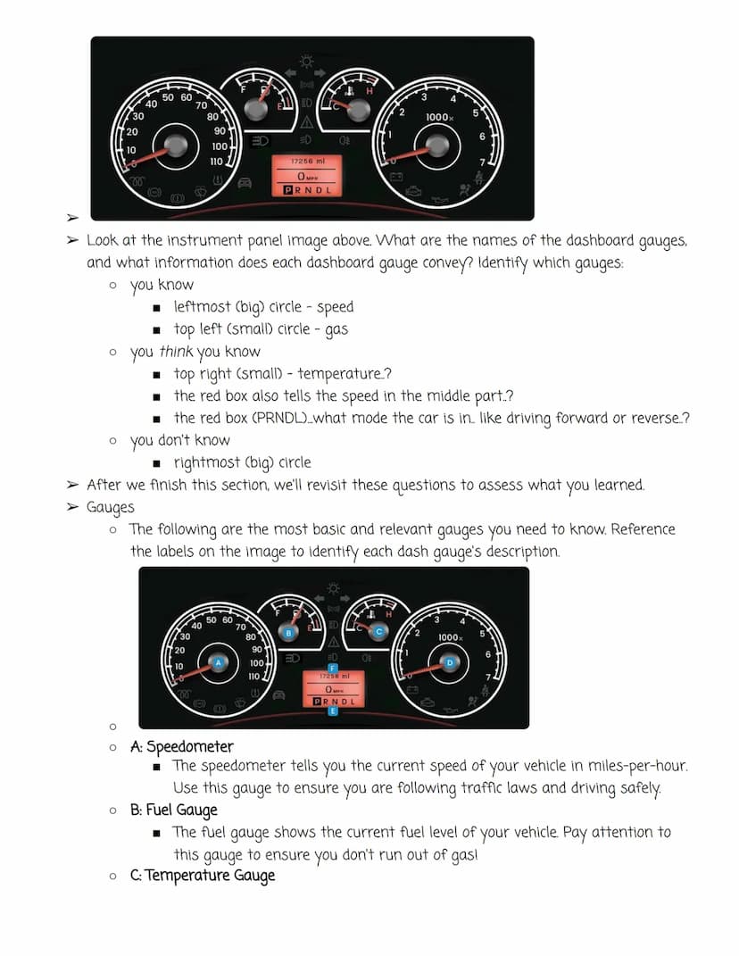 Instrument Panel (Pre-knowledge)
➤ Because of its many options, a machine as complicated as a vehicle can be overwhelming.
Different makes a