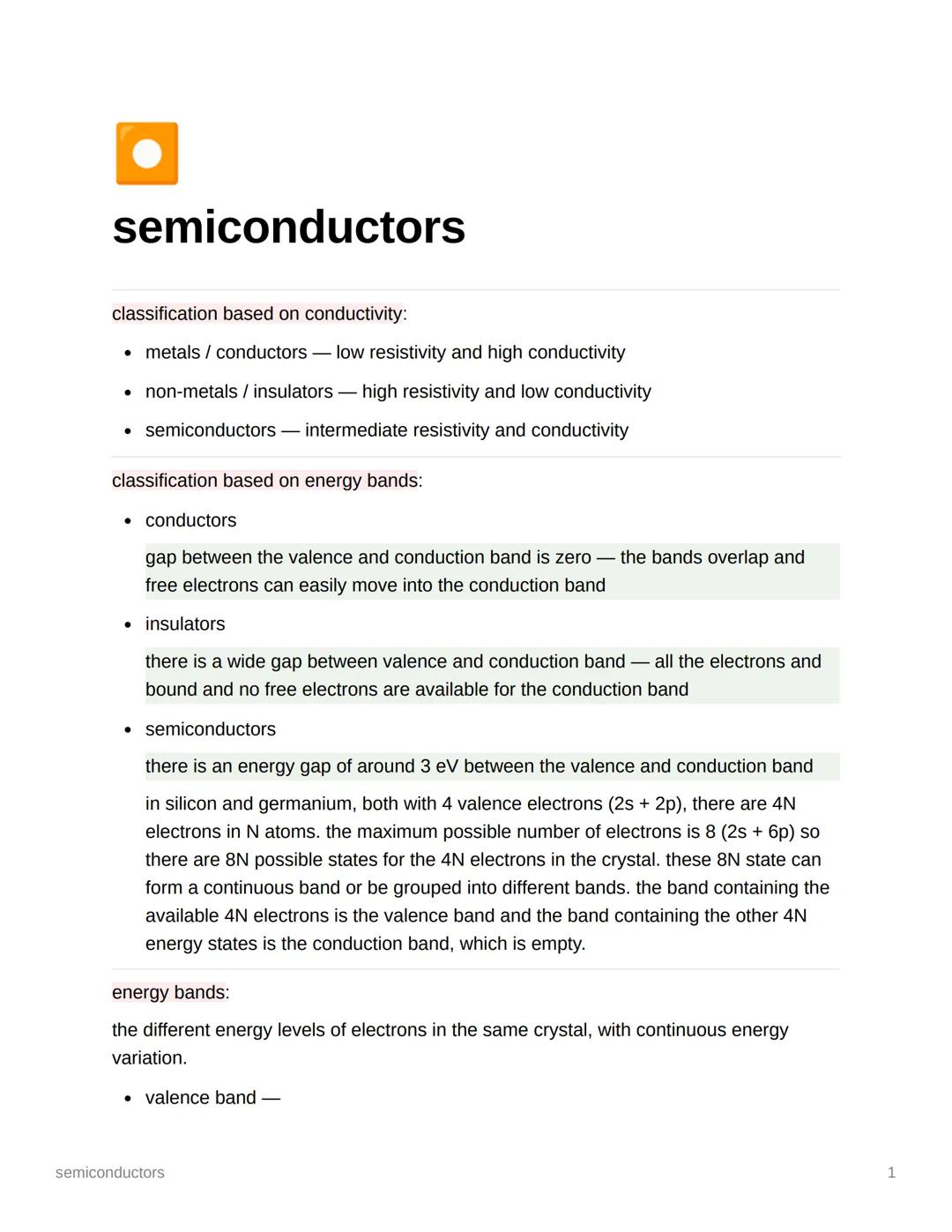 a
semiconductors
classification based on conductivity:
• metals / conductors low resistivity and high conductivity
• non-metals / insulators