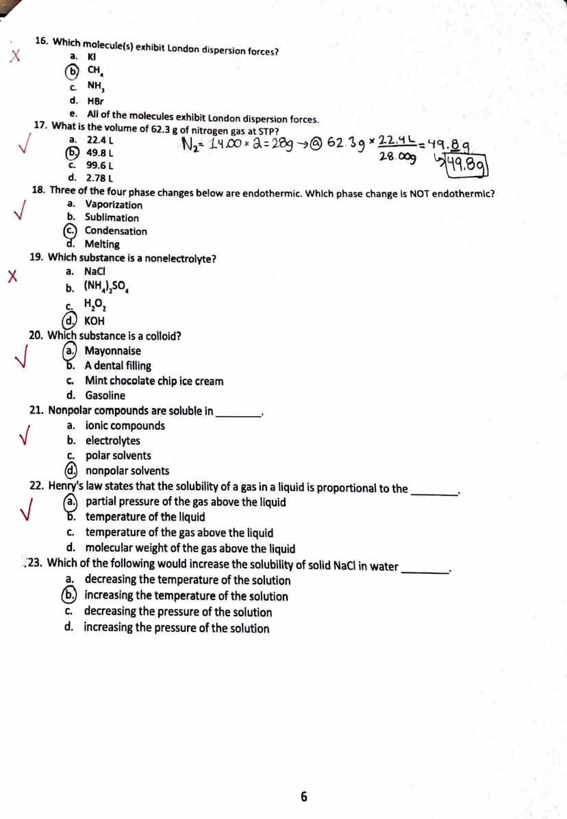 Multiple Choice (78 pts)
1. What is the formula weight of KCI? K = 39.0989
✓
74.55 amu
Cl=35.4539
TOTAL: 14.55g
b.
66.42 amu
c. 36.00 amu
d.