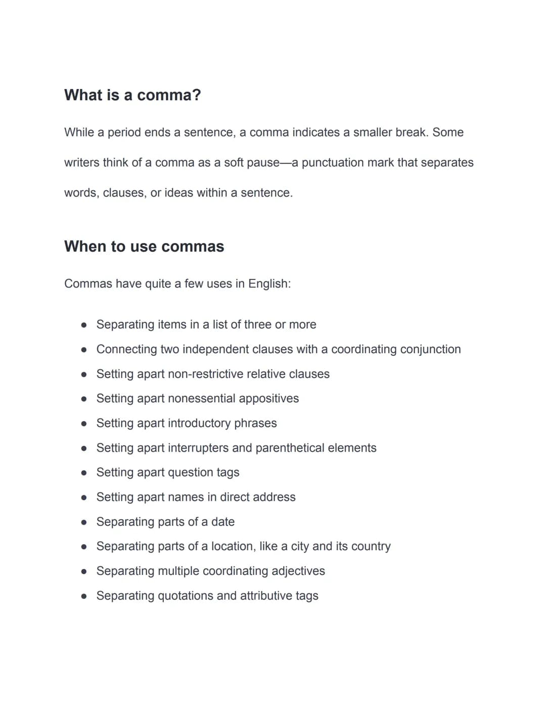 Using Commas in Lists