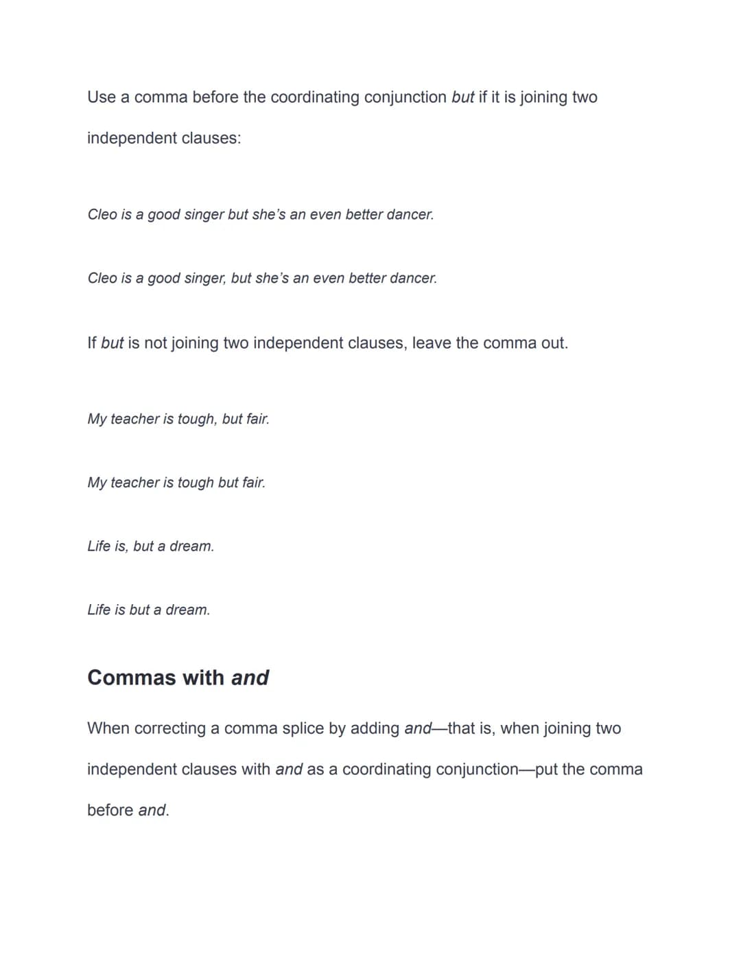 What is a comma?
While a period ends a sentence, a comma indicates a smaller break. Some
writers think of a comma as a soft pause-a punctuat
