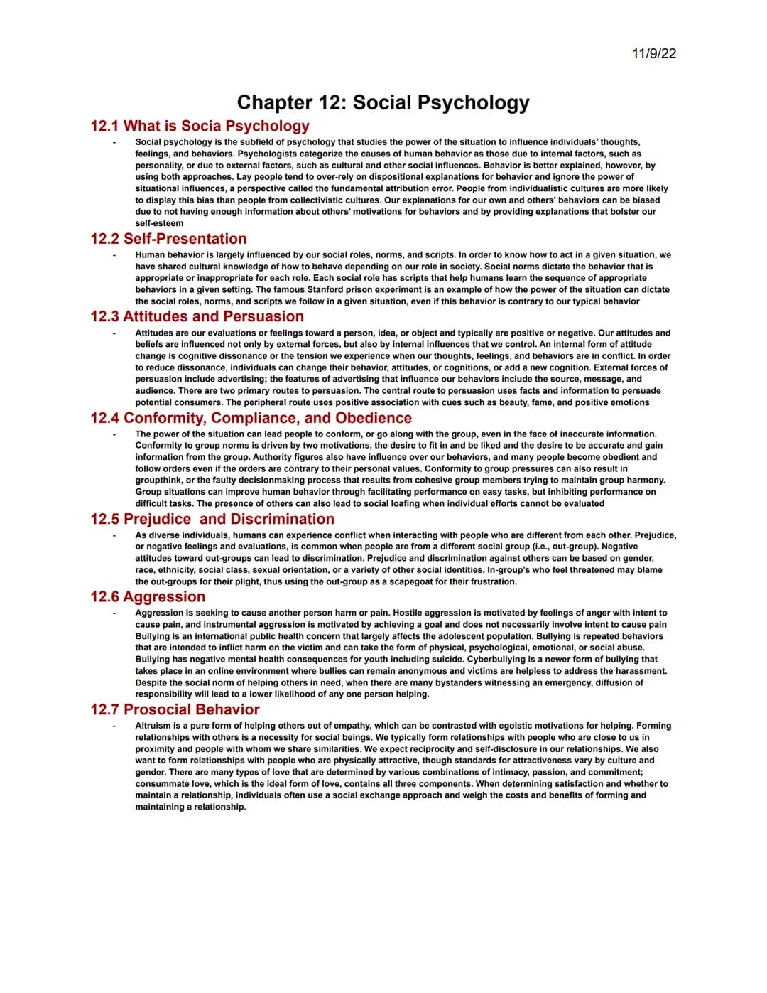 Chapter 12: Social Psychology
11/9/22
12.1 What is Socia Psychology
Social psychology is the subfield of psychology that studies the power o