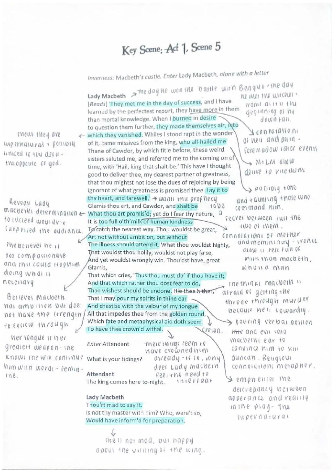 macbeth: KEY SCENE (Act 1 Scene 5)