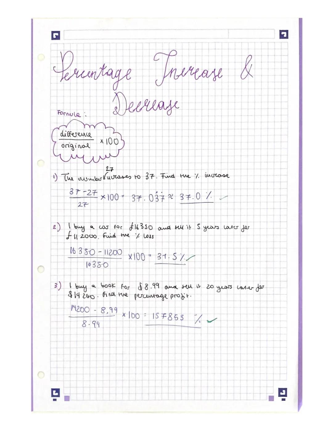 Percentage Increase and Decrease
