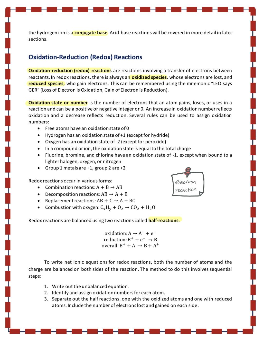Oxidation reduction reaction 