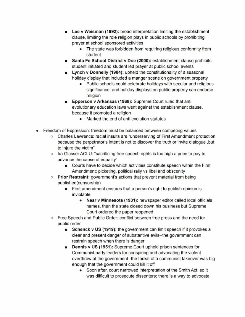 ●
●
●
AP Gov Notes: Unit 3 Amendments
Bill of Rights: ensures basic liberties like freedom of speech and religion, protection
against arbitr