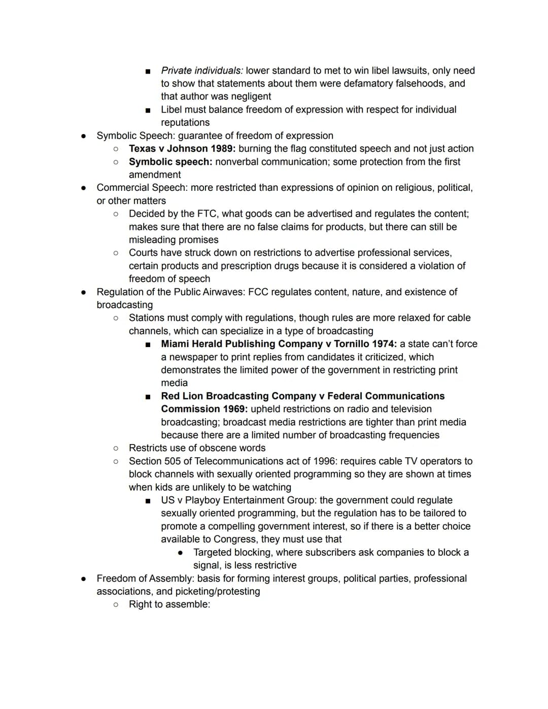 ●
●
●
AP Gov Notes: Unit 3 Amendments
Bill of Rights: ensures basic liberties like freedom of speech and religion, protection
against arbitr