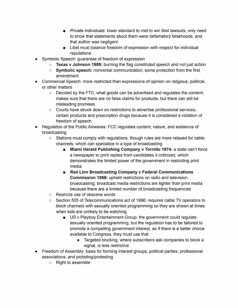 ●
●
●
AP Gov Notes: Unit 3 Amendments
Bill of Rights: ensures basic liberties like freedom of speech and religion, protection
against arbitr