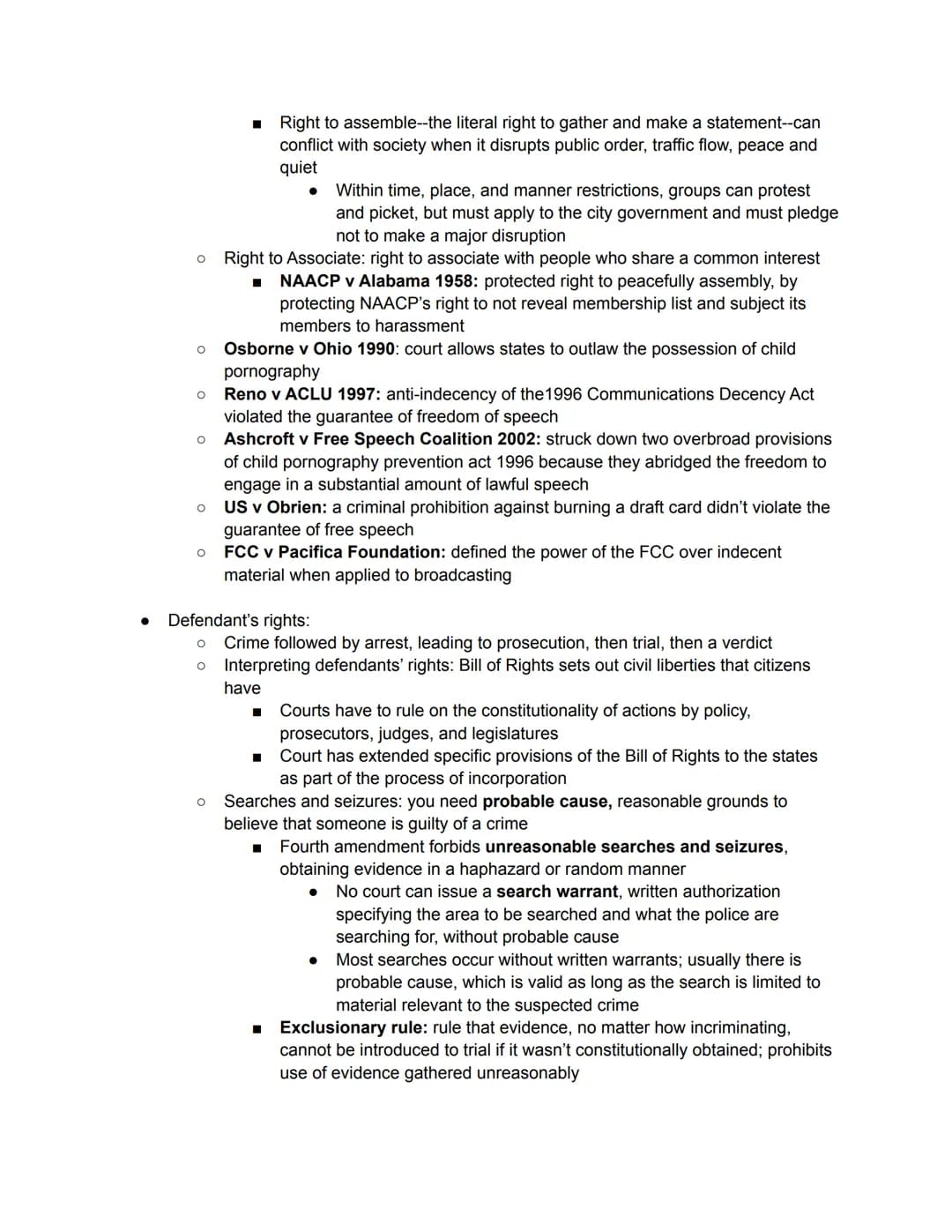 ●
●
●
AP Gov Notes: Unit 3 Amendments
Bill of Rights: ensures basic liberties like freedom of speech and religion, protection
against arbitr