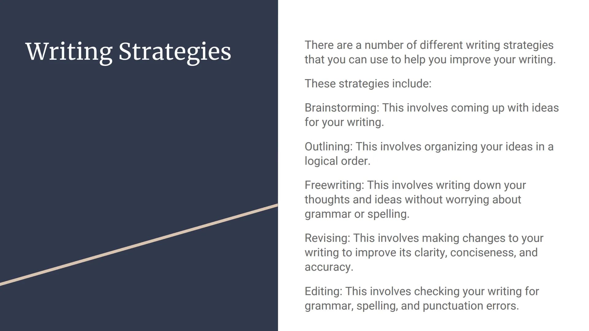 Writing skills
Introduction Introduction
Writing skills are the ability to
communicate effectively through
writing.
They include the ability