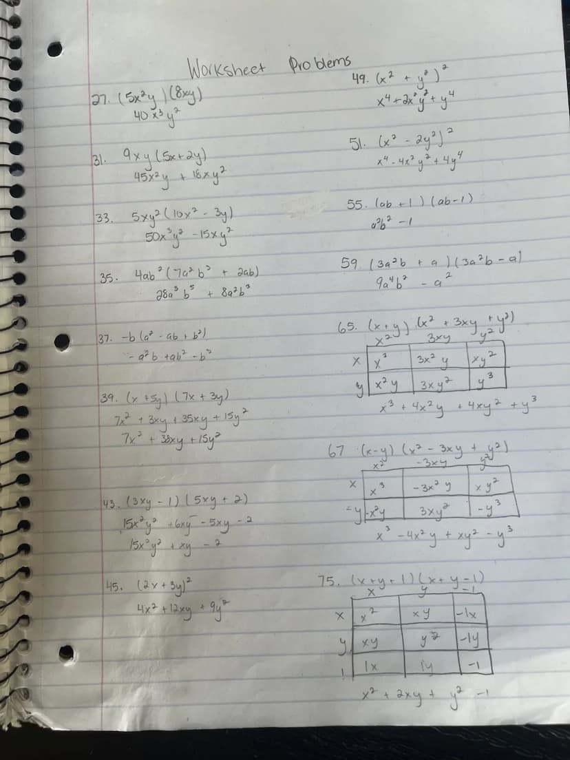 y=-3
1. x² + ²xy + y²
(2)² + 2(2)(-3) + (-3) ²
4 + 4 (-3) +9
4-12 +9
-8+9 =
3. xy³ - xy +1
(2)(-3) (2) (-3) +1
(2) (-27) + 6 +1.
-54 +6 +1
7