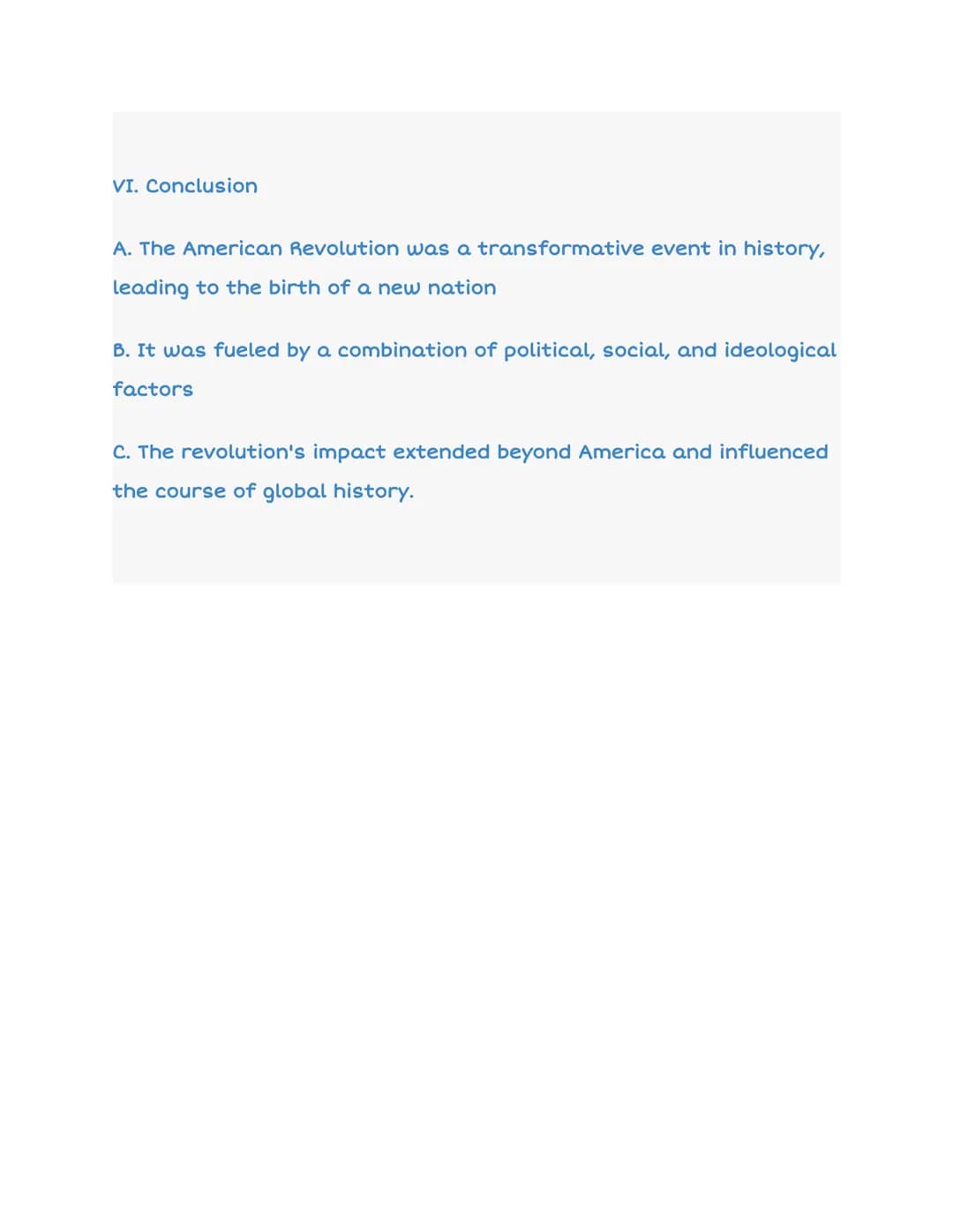 Review of the American Revolution
I. Introduction
:76
Grade 8
A. The American Revolution was a war fought between Great Britain
and thirteen