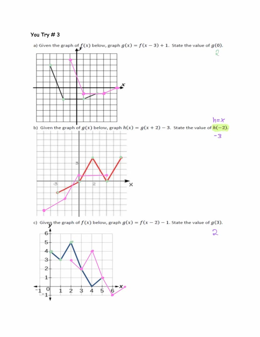 Honors Algebra 2 - Unit 1 Foundations of Functions
1.2.1 Day 1 - Exploring Transformations Notes/Try These
Let's Explore using our calculato
