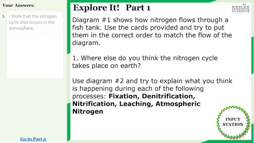KESLER
SCIENCE
Watch It!
Research It!
Read It!
Explore It!
The Lab Room
Nitrogen
cycle
Challenge It!
Write It!
Organize It!
Assess It!
Illus