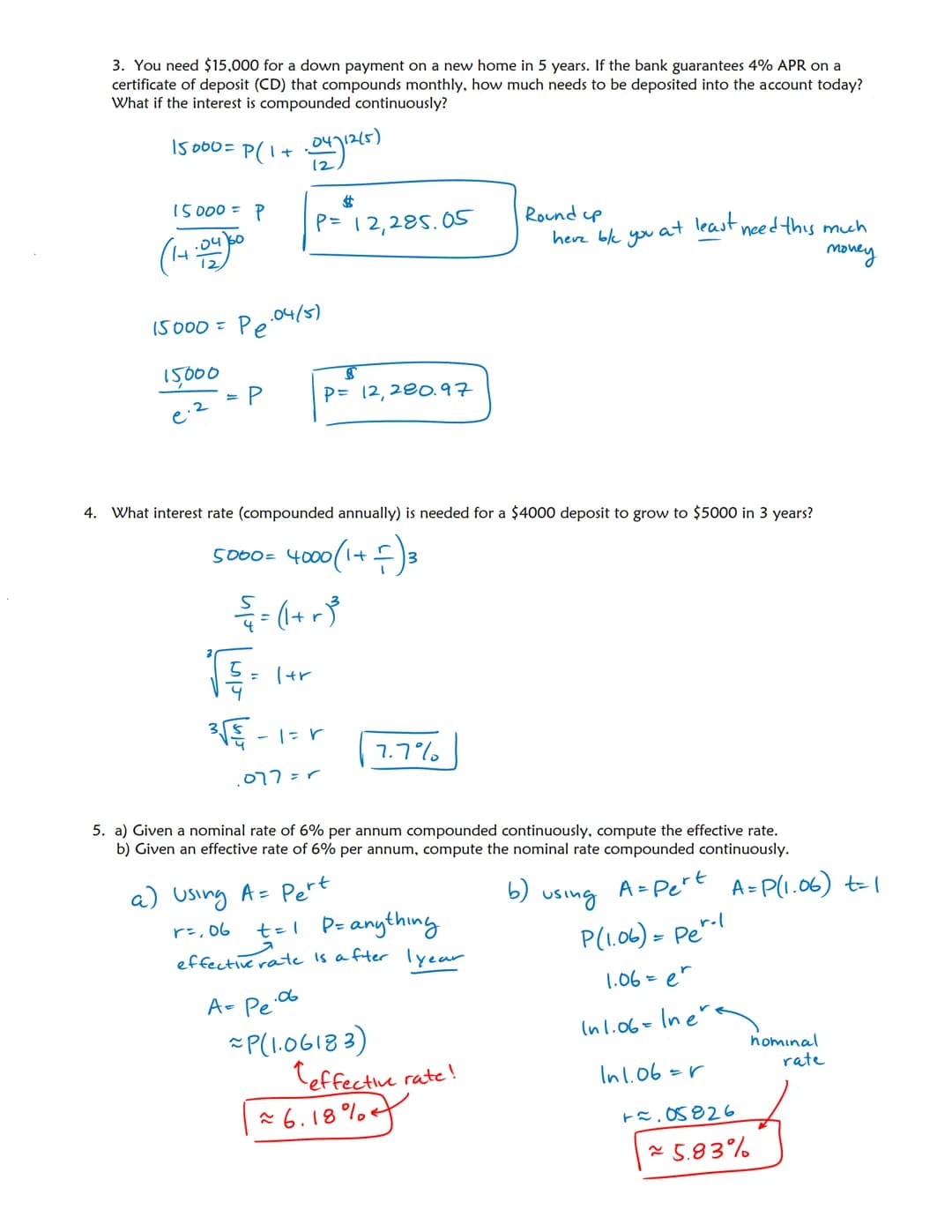 5.6
Notes
COMPOUND INTEREST
Objectives: 1) Find the amount of time it takes to double an investment.
FORMULAS
SIMPLE INTEREST
(ANNUAL)
A = P