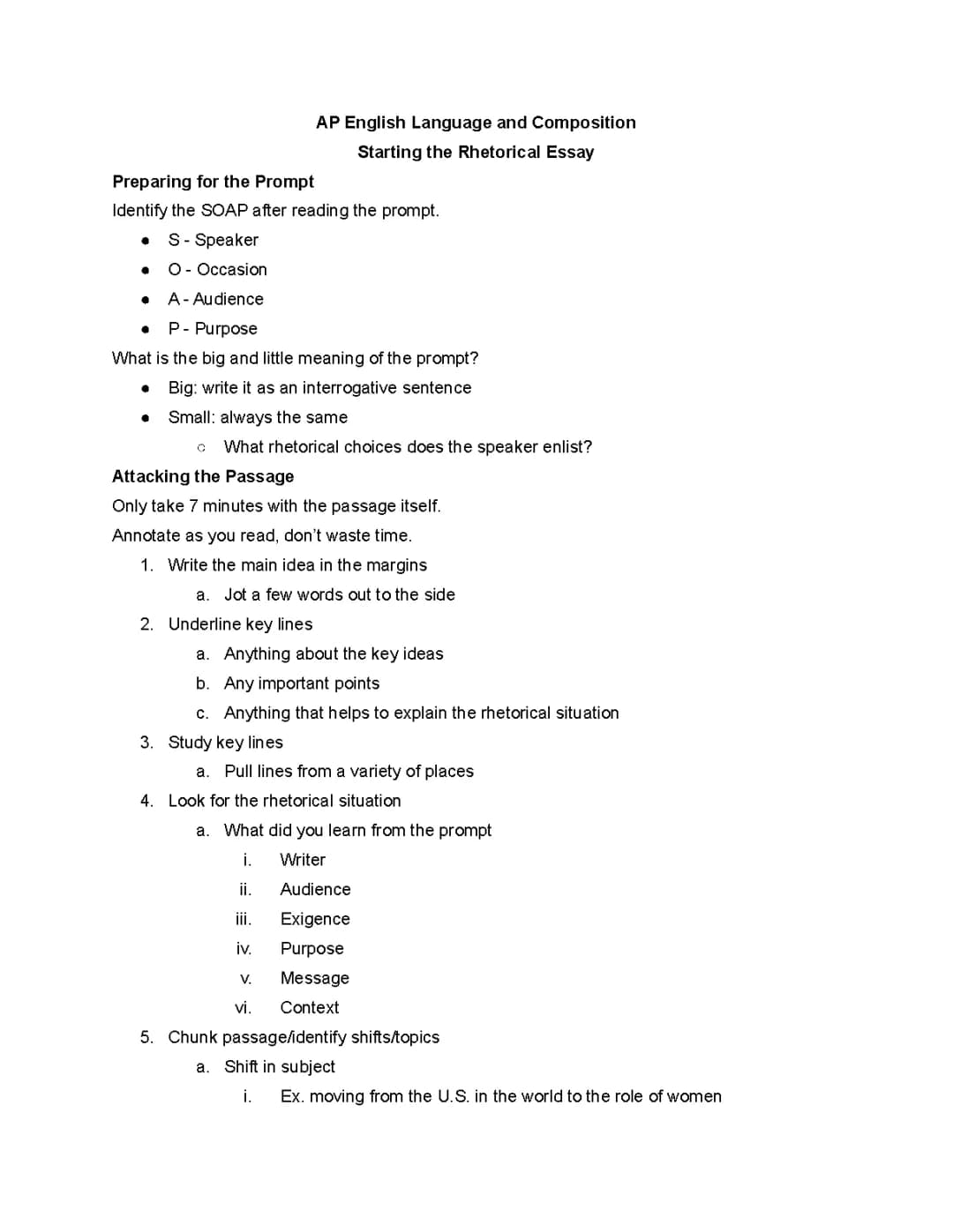AP English Language | Starting the Rhetorical Essay Tips