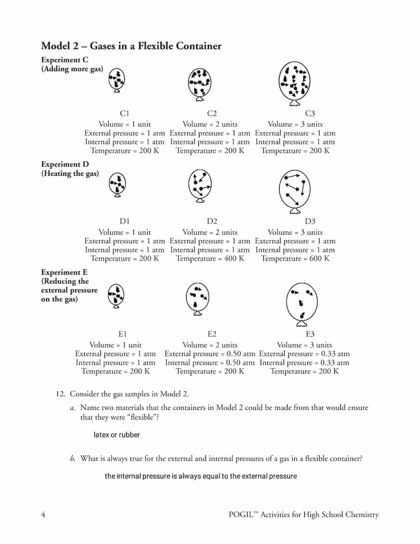 Gas Variables
How are the variables that describe a
gas related?
Why?
Imagine buying a balloon bouquet at a party store. How will the helium