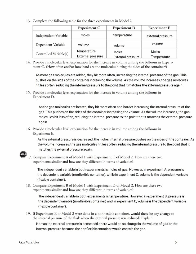 Gas Variables
How are the variables that describe a
gas related?
Why?
Imagine buying a balloon bouquet at a party store. How will the helium