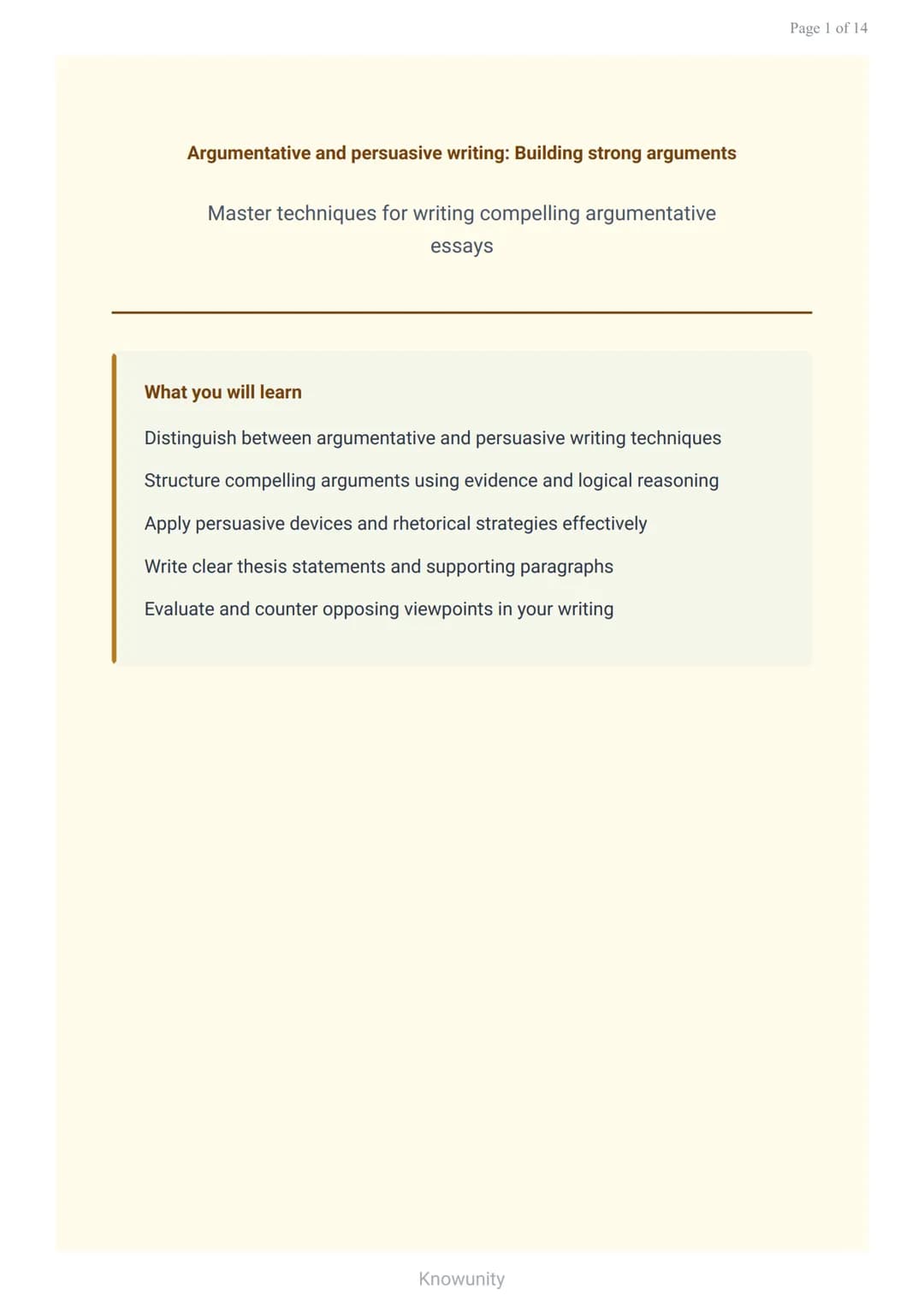 Argumentative and persuasive writing: Building strong arguments
Master techniques for writing compelling argumentative
essays
What you will 