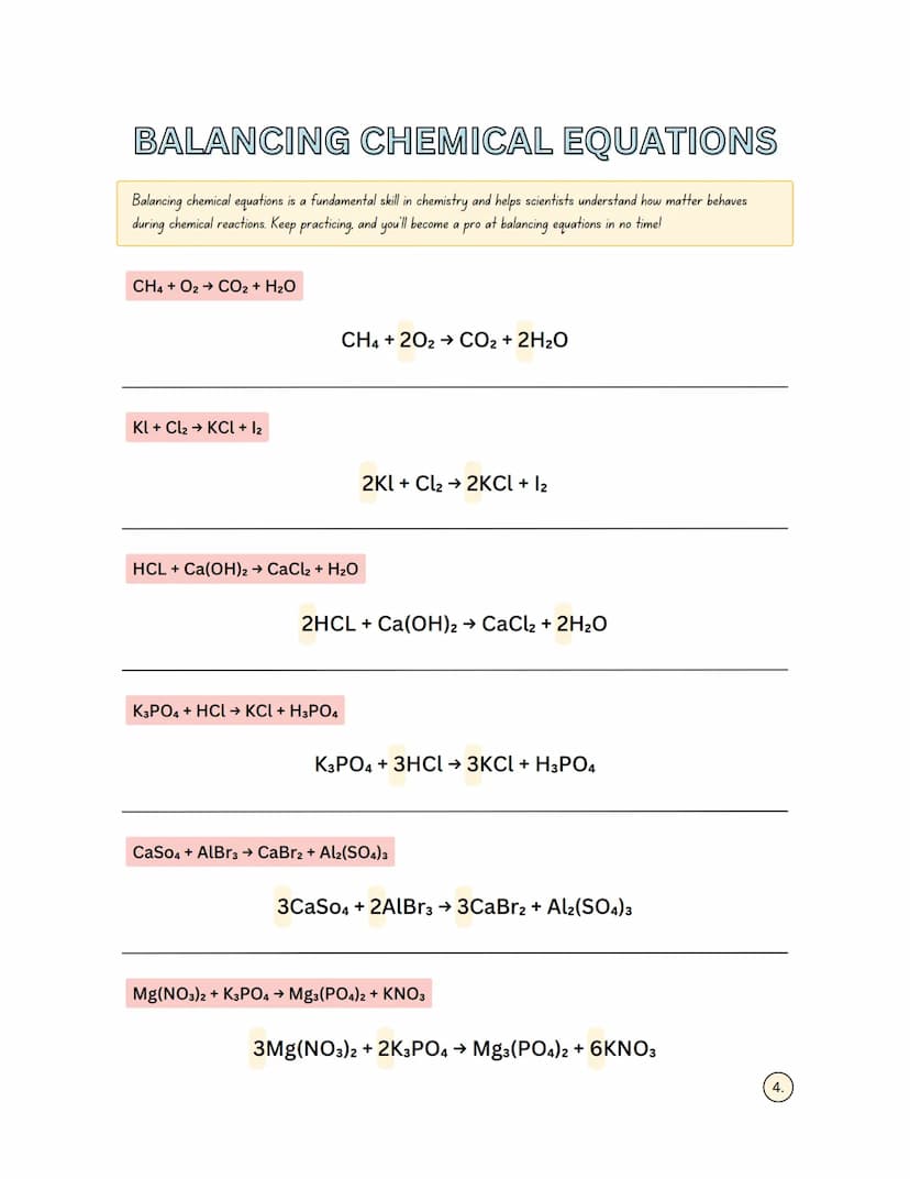 BALANCING CHEMICAL EQUATIONS
Balancing a chemical equation is an important skill in chemistry that helps us understand the relationships bet