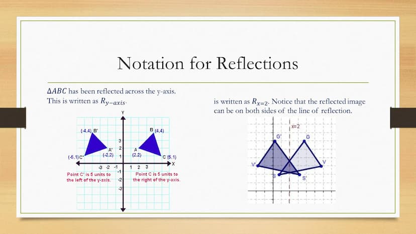 Transformations
Reflections of Two Dimensional Figures Vocabulary
• Reflection: a reflection, or a flip, in a transformation
where the image