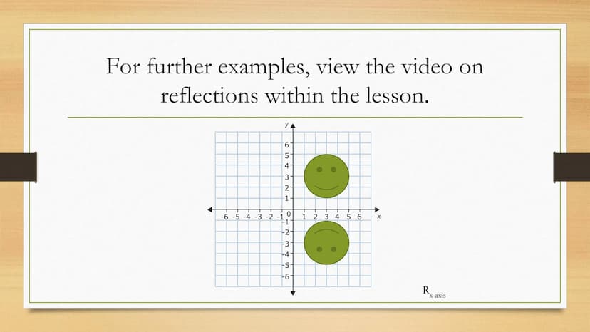 Transformations
Reflections of Two Dimensional Figures Vocabulary
• Reflection: a reflection, or a flip, in a transformation
where the image