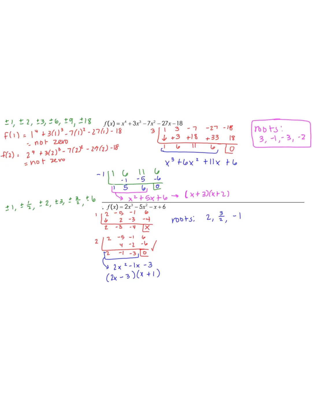 Remainder theorem
If a polynomial function f(x) is divided by (x-c), then the remainder is f(c).
Find the remainder of:
1. x4 + 8x³ + 12x² -