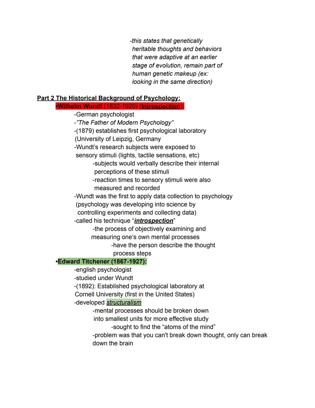 AP Psychology Unit 1 Part 1–7
Part 1: The Scientific Foundations of Psychology:
psychology- the scientific study of behavior and
mental proc