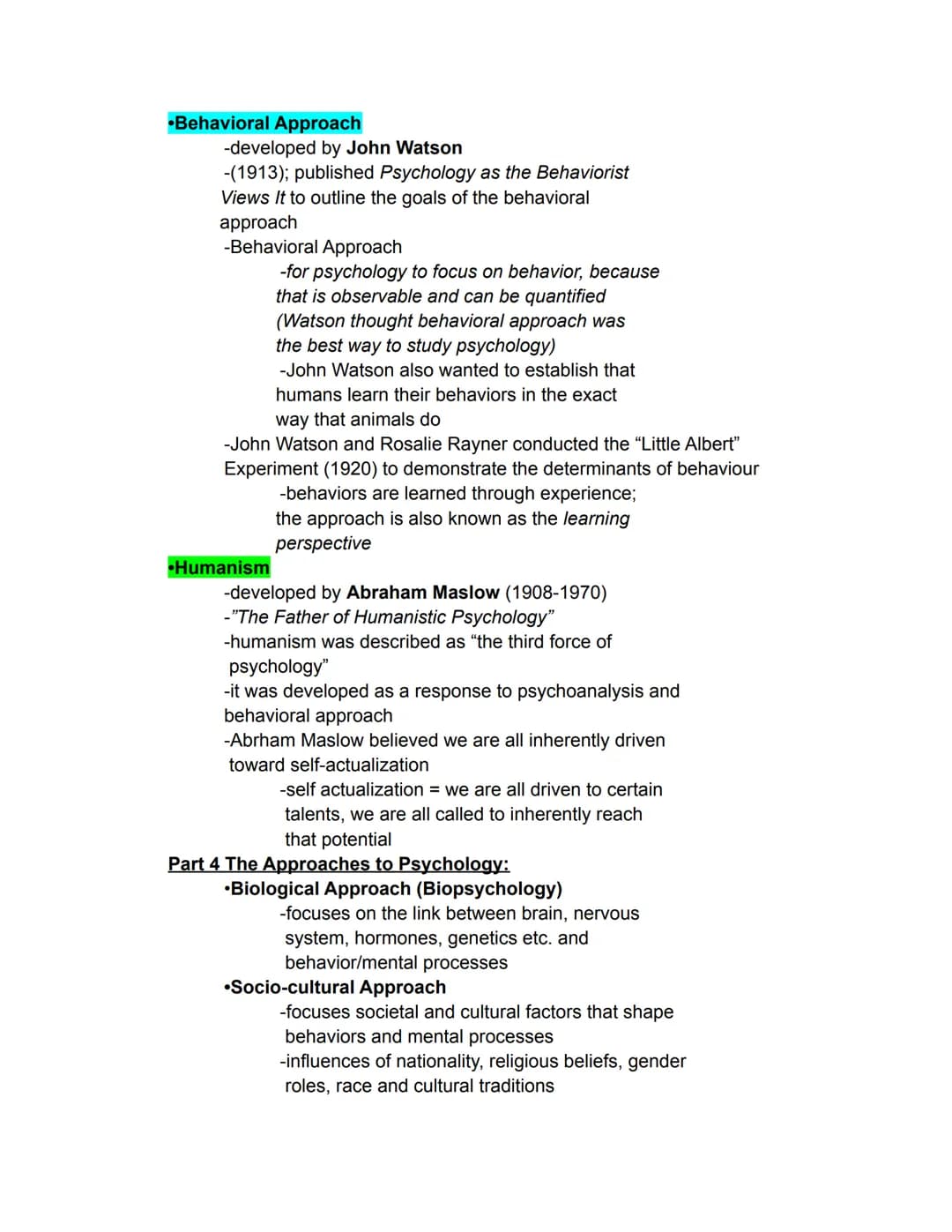 AP Psychology Unit 1 Part 1–7
Part 1: The Scientific Foundations of Psychology:
psychology- the scientific study of behavior and
mental proc