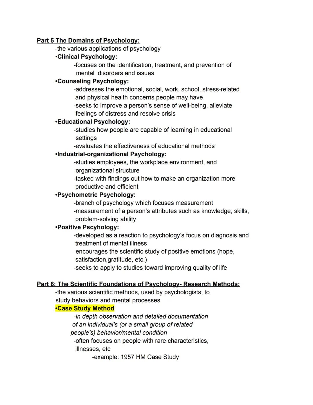 AP Psychology Unit 1 Part 1–7
Part 1: The Scientific Foundations of Psychology:
psychology- the scientific study of behavior and
mental proc