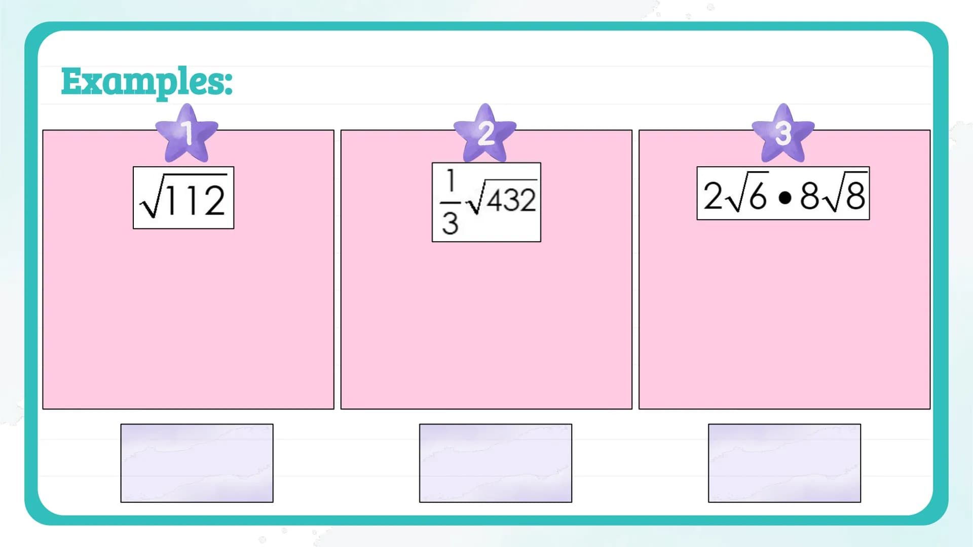 √
об
Simplifying
Radicals
NOTES
Algebra 1
Knowunity
@intellect
3½/2
C
do Perfect Squares
a.a=a²
√a²:
a
= a
q²
3.3 = 3²
3
√9+√3² =3
9
9
3
zo 