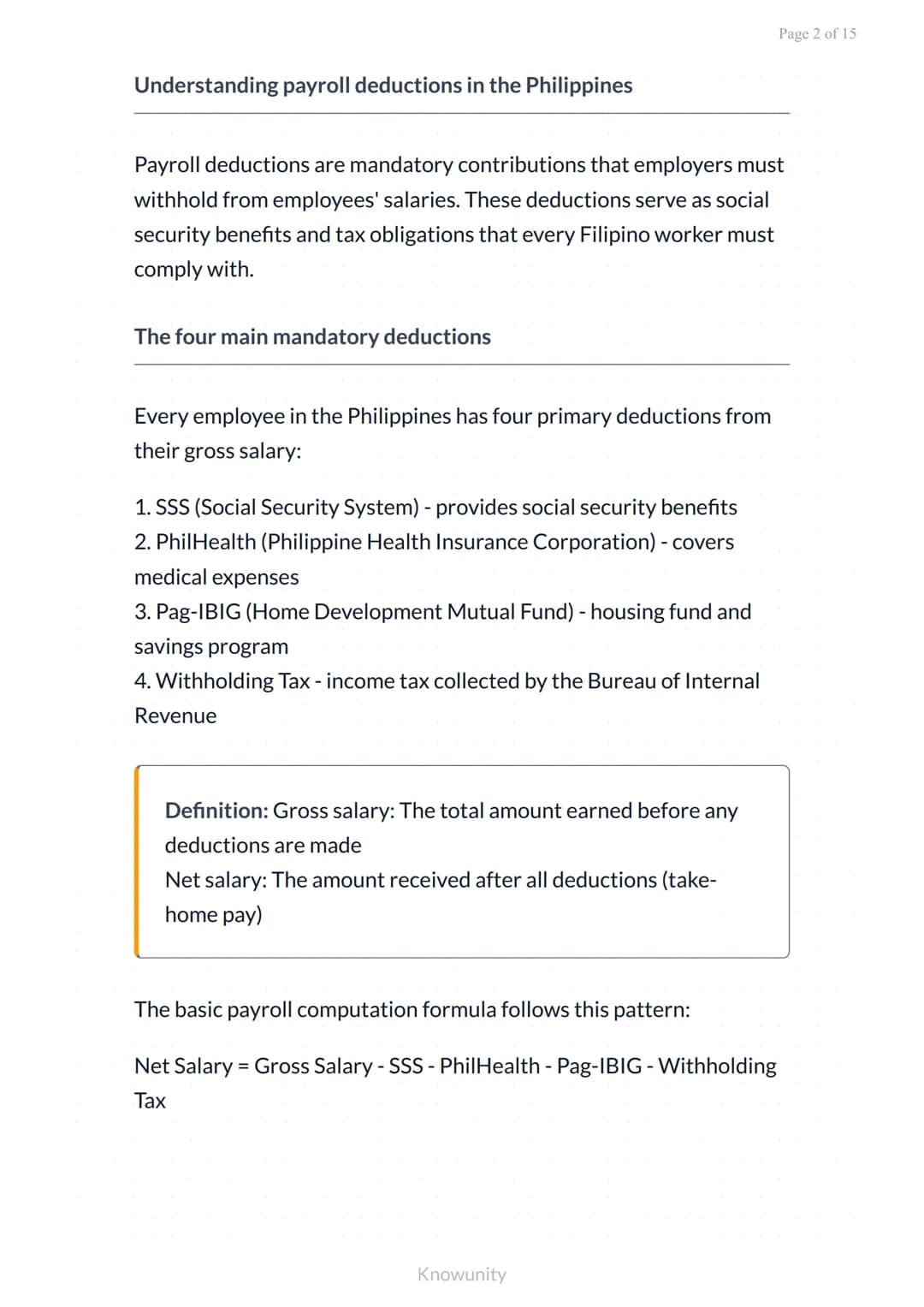# Payroll Deductions: SSS, PhilHealth, Pag-IBIG, and Withholding Tax

Understanding mandatory payroll deductions in
the Philippines

What yo