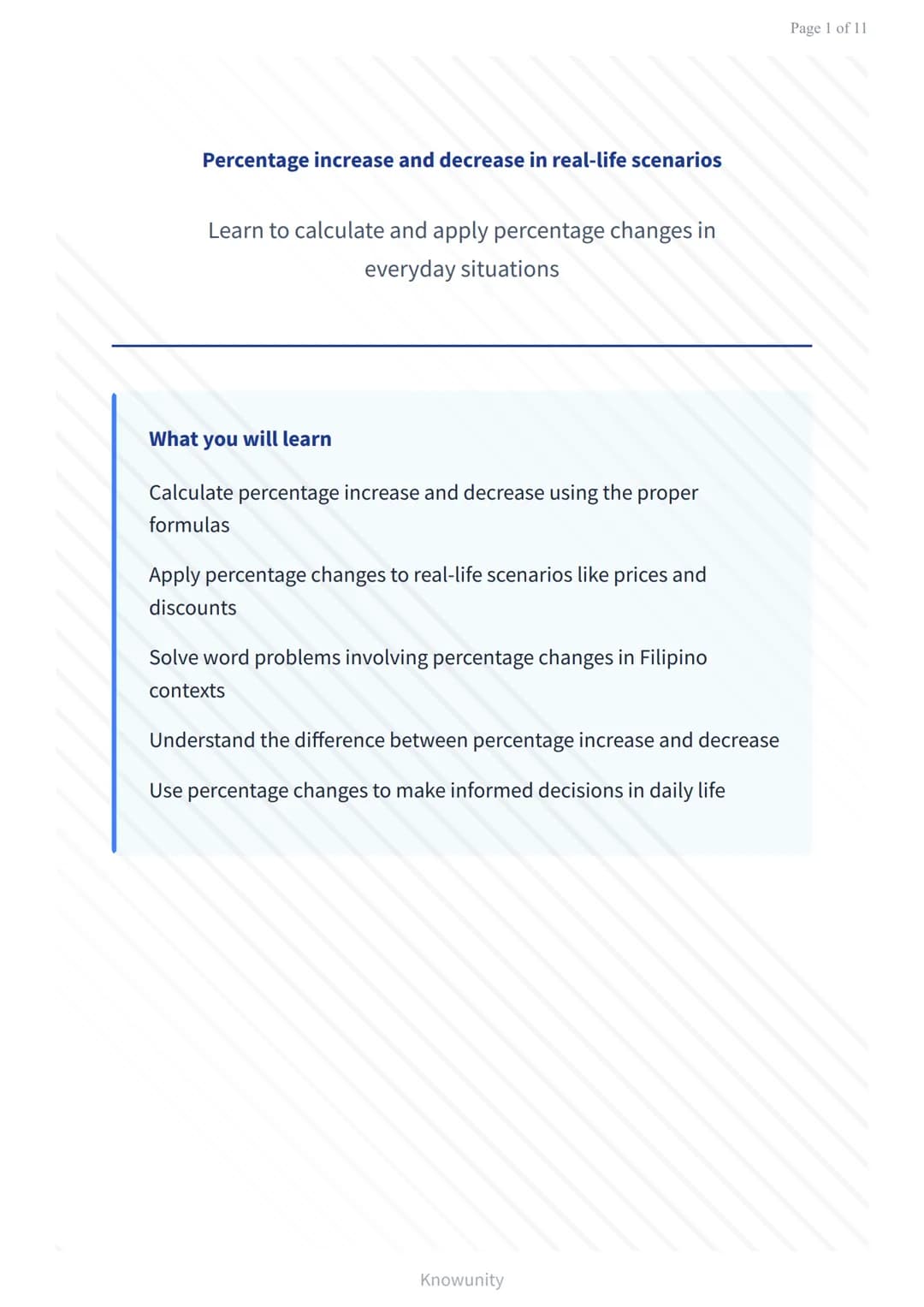 # Percentage increase and decrease in real-life scenarios

Learn to calculate and apply percentage changes in everyday situations

# What yo