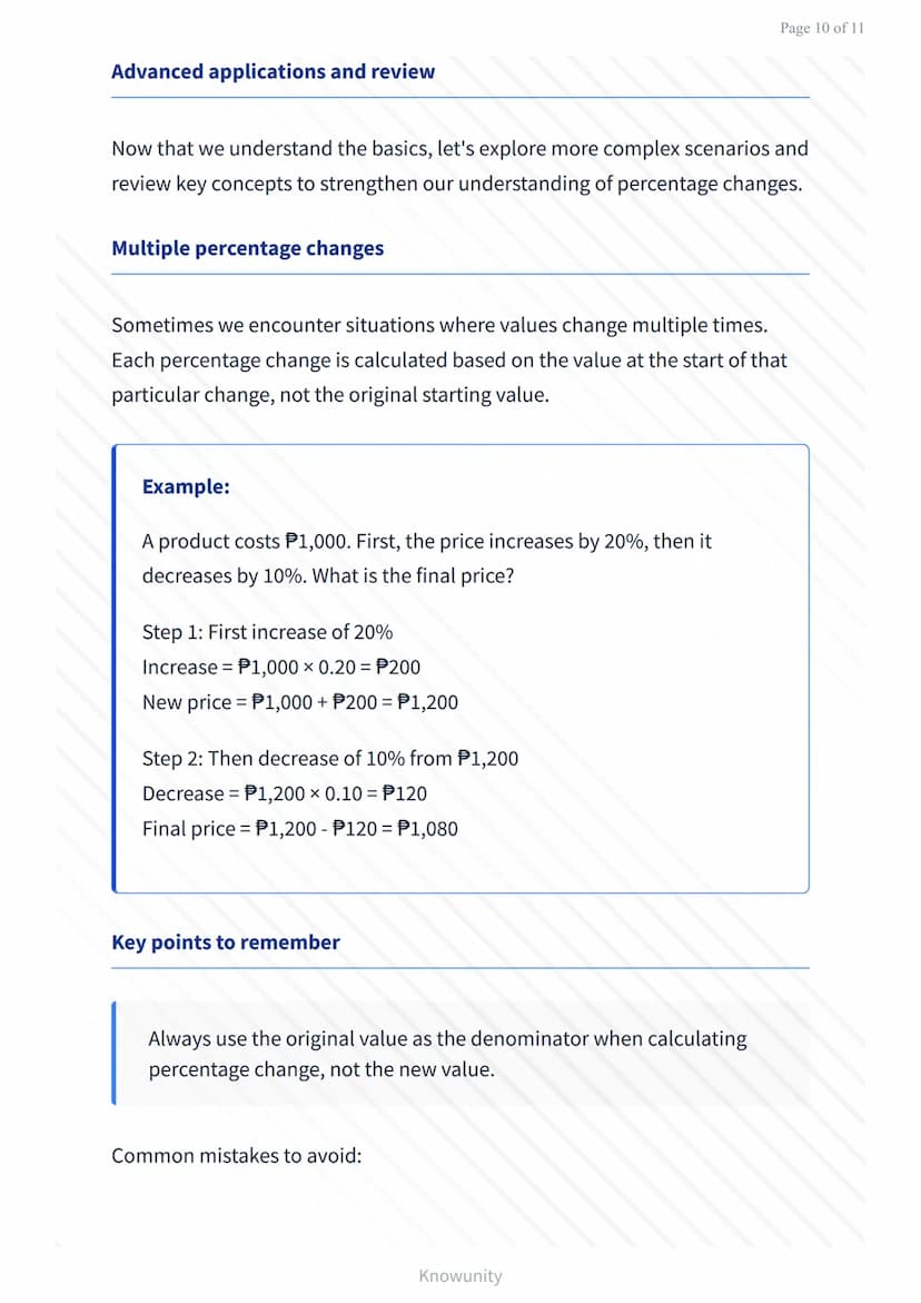# Percentage increase and decrease in real-life scenarios

Learn to calculate and apply percentage changes in everyday situations

# What yo