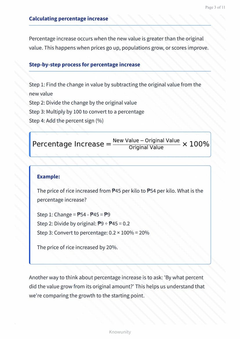 # Percentage increase and decrease in real-life scenarios

Learn to calculate and apply percentage changes in everyday situations

# What yo
