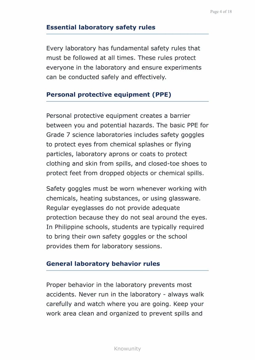 Laboratory safety and equipment for scientific
inquiry
Essential safety rules and equipment
use for Grade 7 science labs
What you will learn