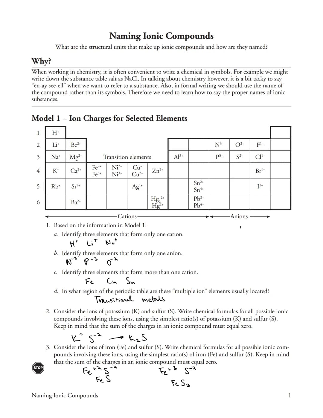 Why?
When working in chemistry, it is often convenient to write a chemical in symbols. For example we might
write down the substance table s