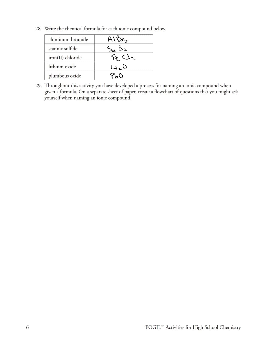 Why?
When working in chemistry, it is often convenient to write a chemical in symbols. For example we might
write down the substance table s