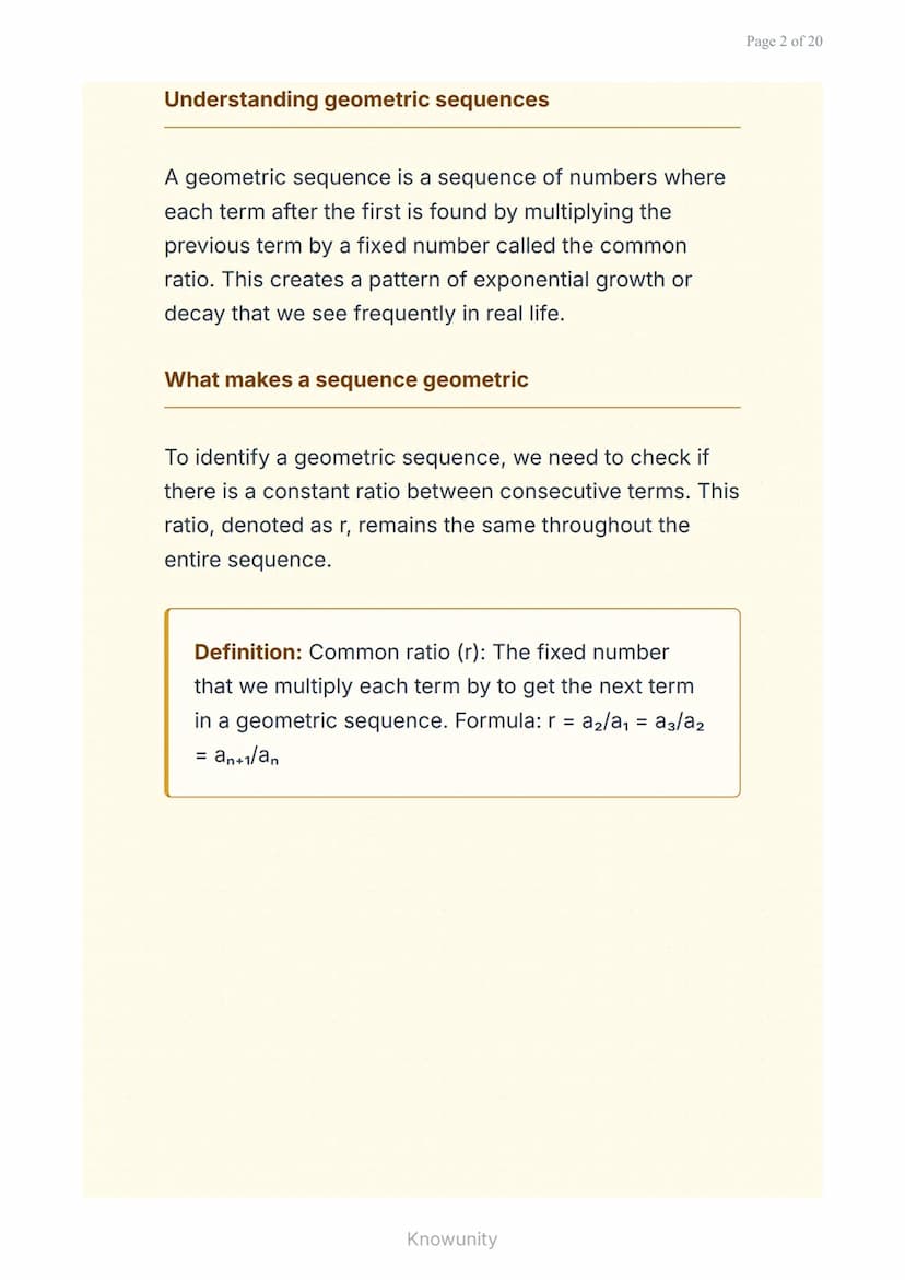 Geometric sequences and series: Understanding
patterns and growth
Master geometric sequences, series, and
their real-world applications
What