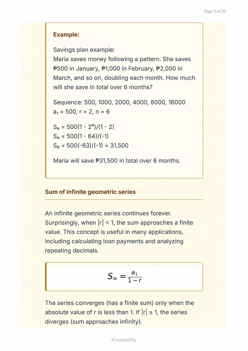 Geometric sequences and series: Understanding
patterns and growth
Master geometric sequences, series, and
their real-world applications
What