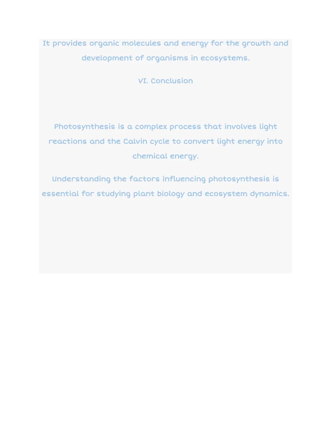 AP Biology 3.5
Photosynthesis:
PROCESS OF PHOTOSYNTHESIS
Light
anumi
H₂O
ATP
NADPH
NADP+
ADP
Sugar
Calvin
cycle
CO₂
Chloroplast
I. Introduct
