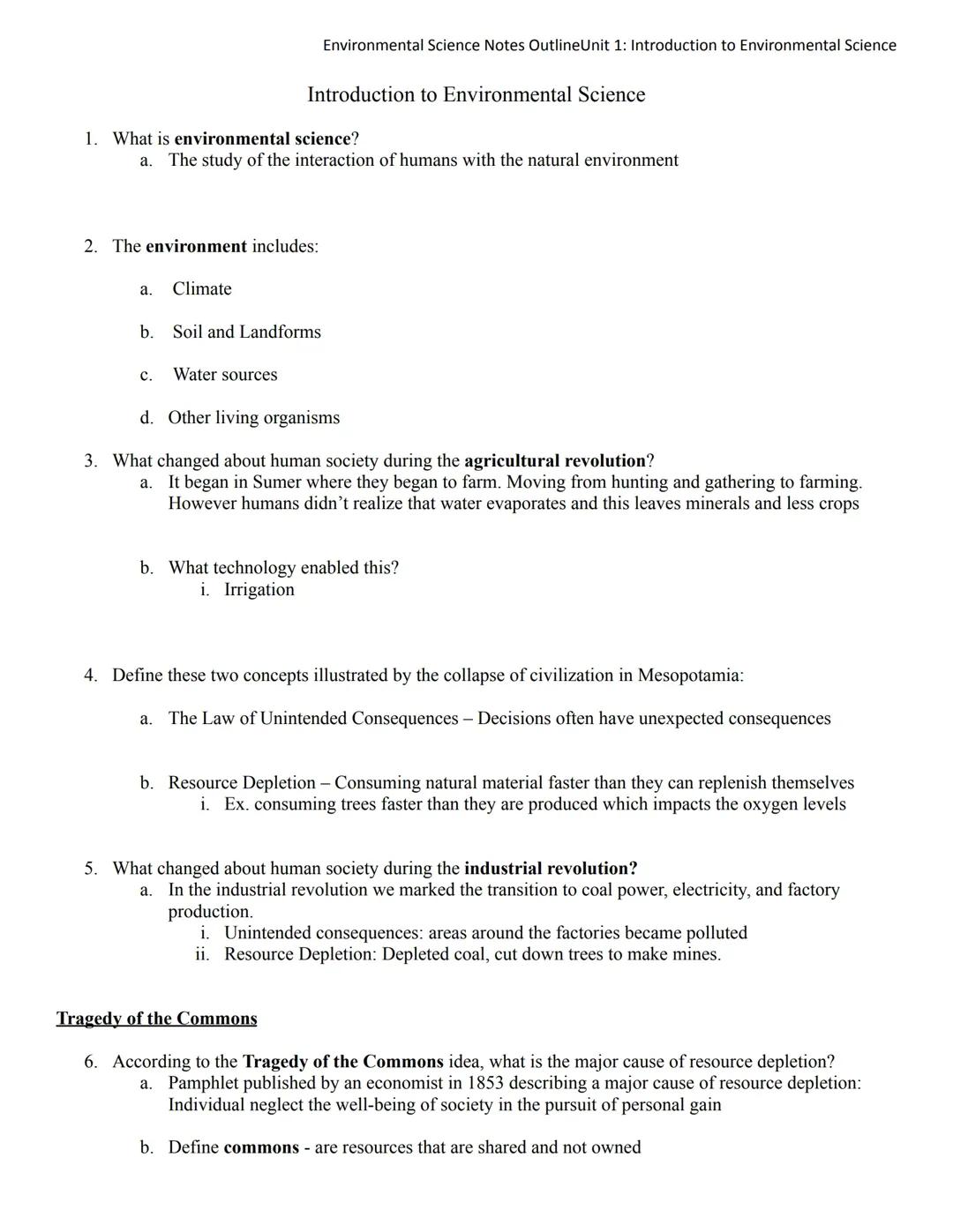 Unit 1 of EnvironmentalScience  