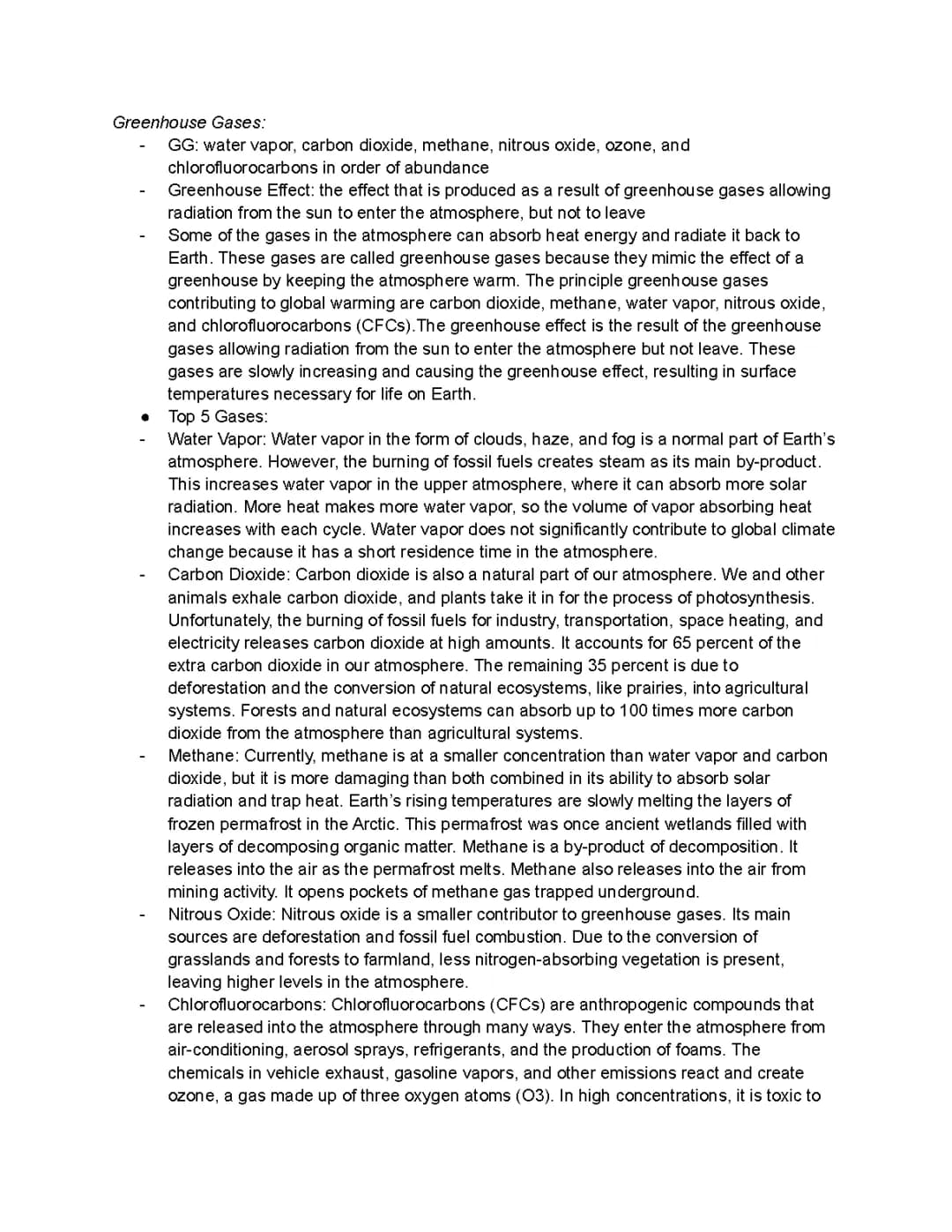 Greenhouse Gases Notes