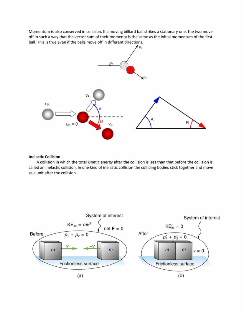 The Law of Conservation of Momentum
The law of conservation of momentum says that, "If the total external force on a system is equal to
zero