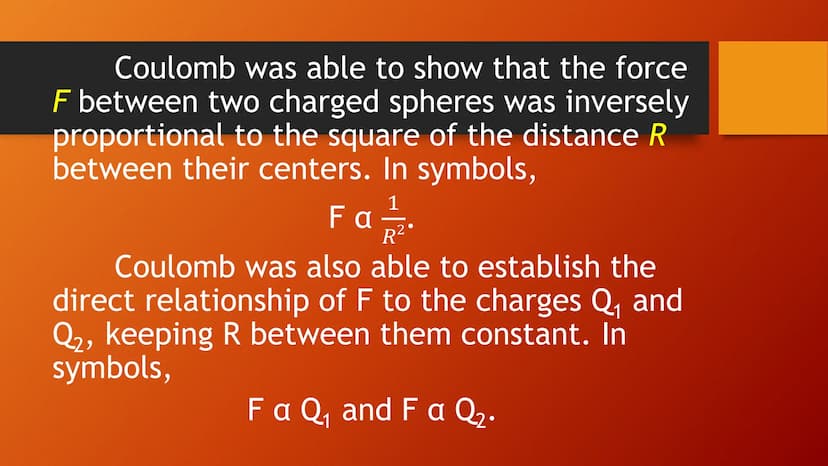Coulomb's Law COULOMB'S LAW
About three centuries ago, a French
scientist, Charles-Augustin de Coulomb,
conducted the first quantitative wor