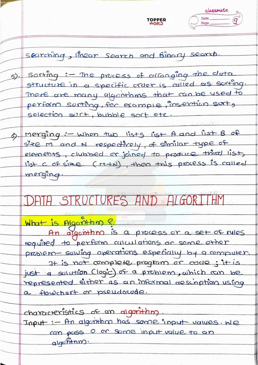 £
DSA
HANDWRITTEN
NOTES
Prepared By:
TOPPERWORLD
LEARN & GROW
TOPPER
WORLD Sr. No.
2).
3).
os.
7).
g
10).
11.
12)
137.
INDEX
Title of Topic
