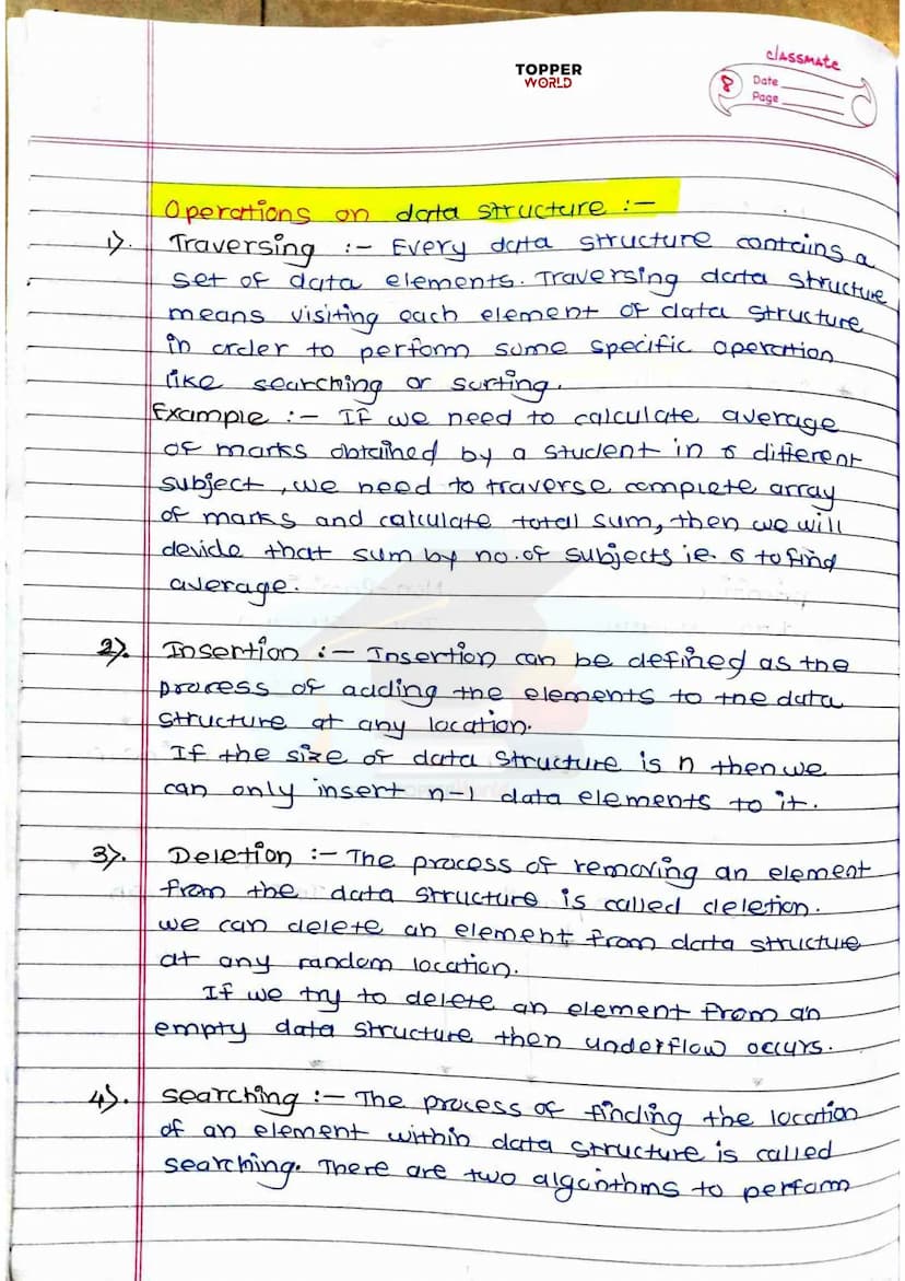 £
DSA
HANDWRITTEN
NOTES
Prepared By:
TOPPERWORLD
LEARN & GROW
TOPPER
WORLD Sr. No.
2).
3).
os.
7).
g
10).
11.
12)
137.
INDEX
Title of Topic

