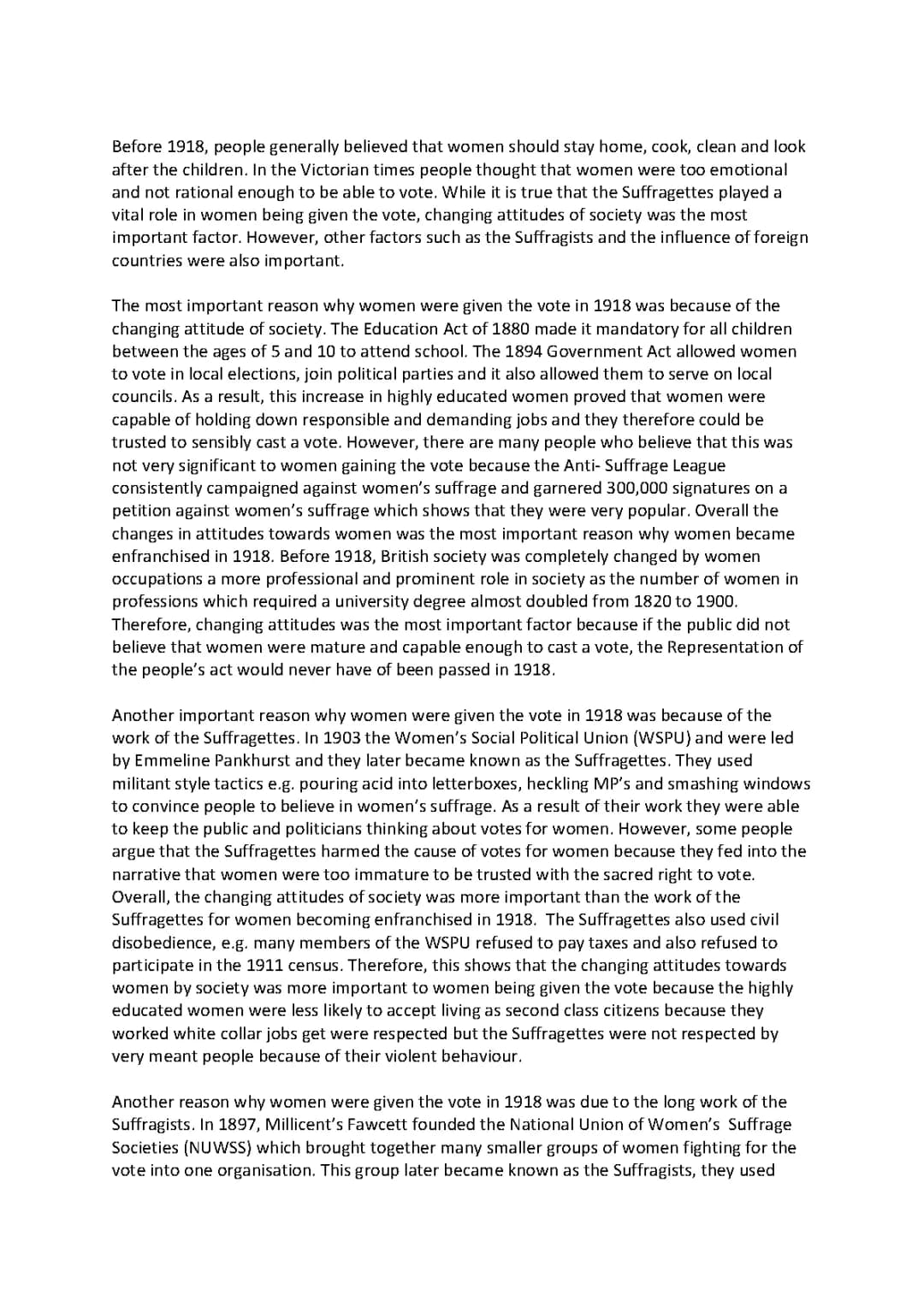 Changing Attitudes Towards Women's Voting Rights - UK Essay for Kids