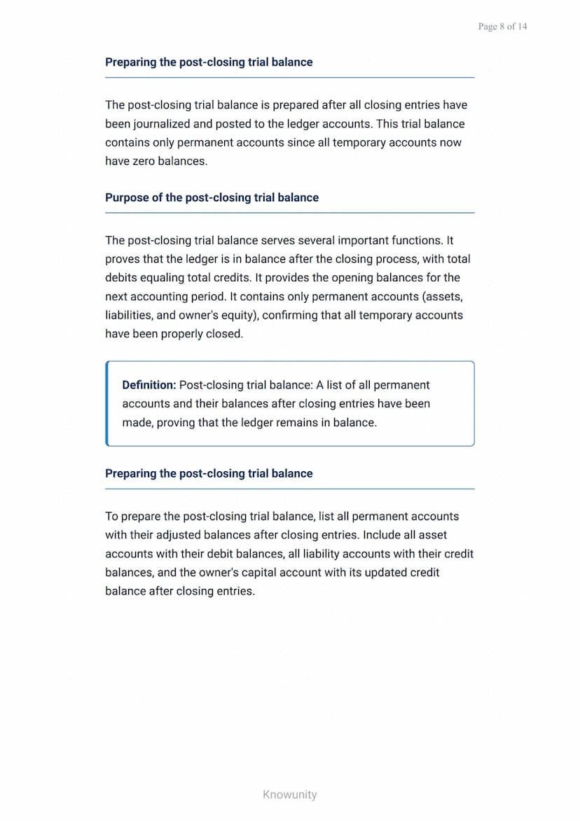 Closing Entries and Post-Closing Trial Balance in the Accounting
Cycle
Master closing entries and post-closing trial
balance preparation
Wha
