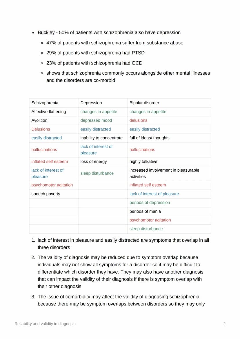 I
Reliability and validity in
diagnosis
• reliability - the extent to which a finding is consistent
o inter-rater reliability - the extent t